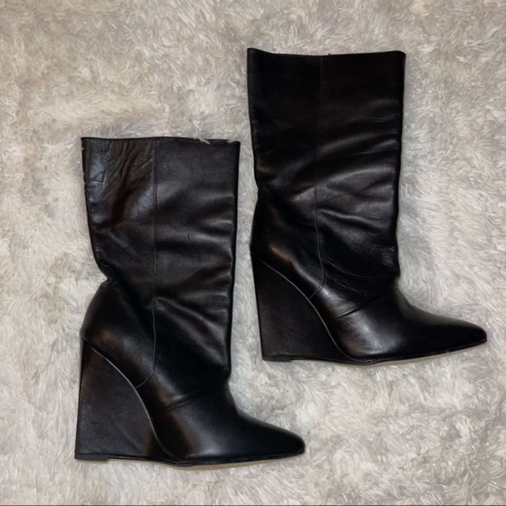 Jota Leather Wedge Boot by Marabelle